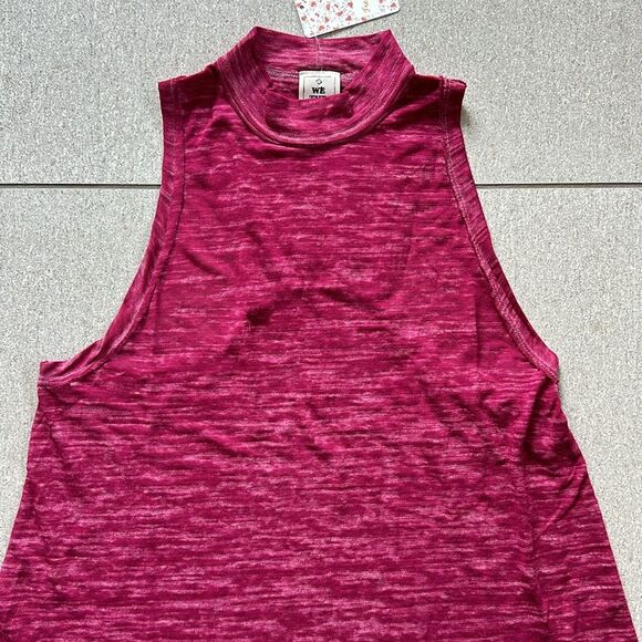 NWT Free People Brisbane Lightweight Racerback Mock Neck Tank Top Fuchsia XS - Picture 5 of 16